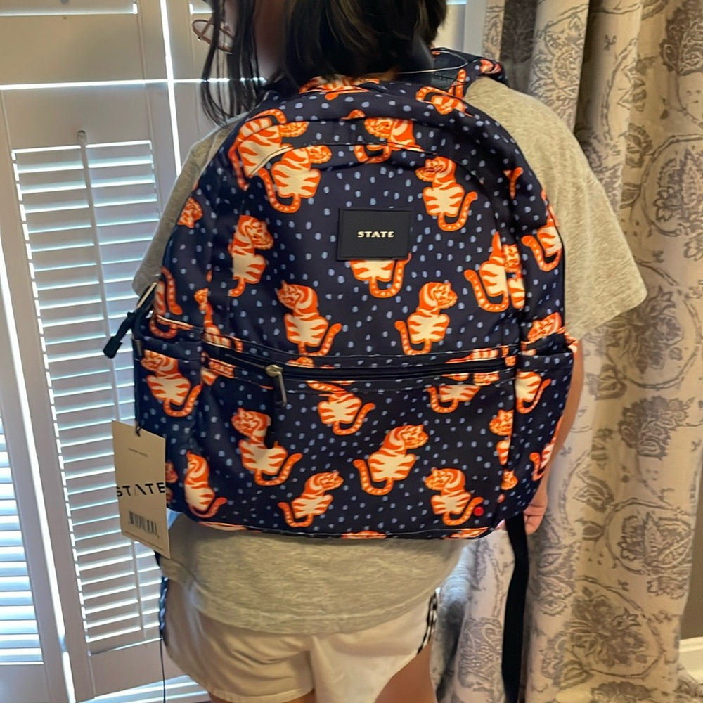 STATE brand, Kane Kids Backpack, Blue with spots and Tigers, so cute!!